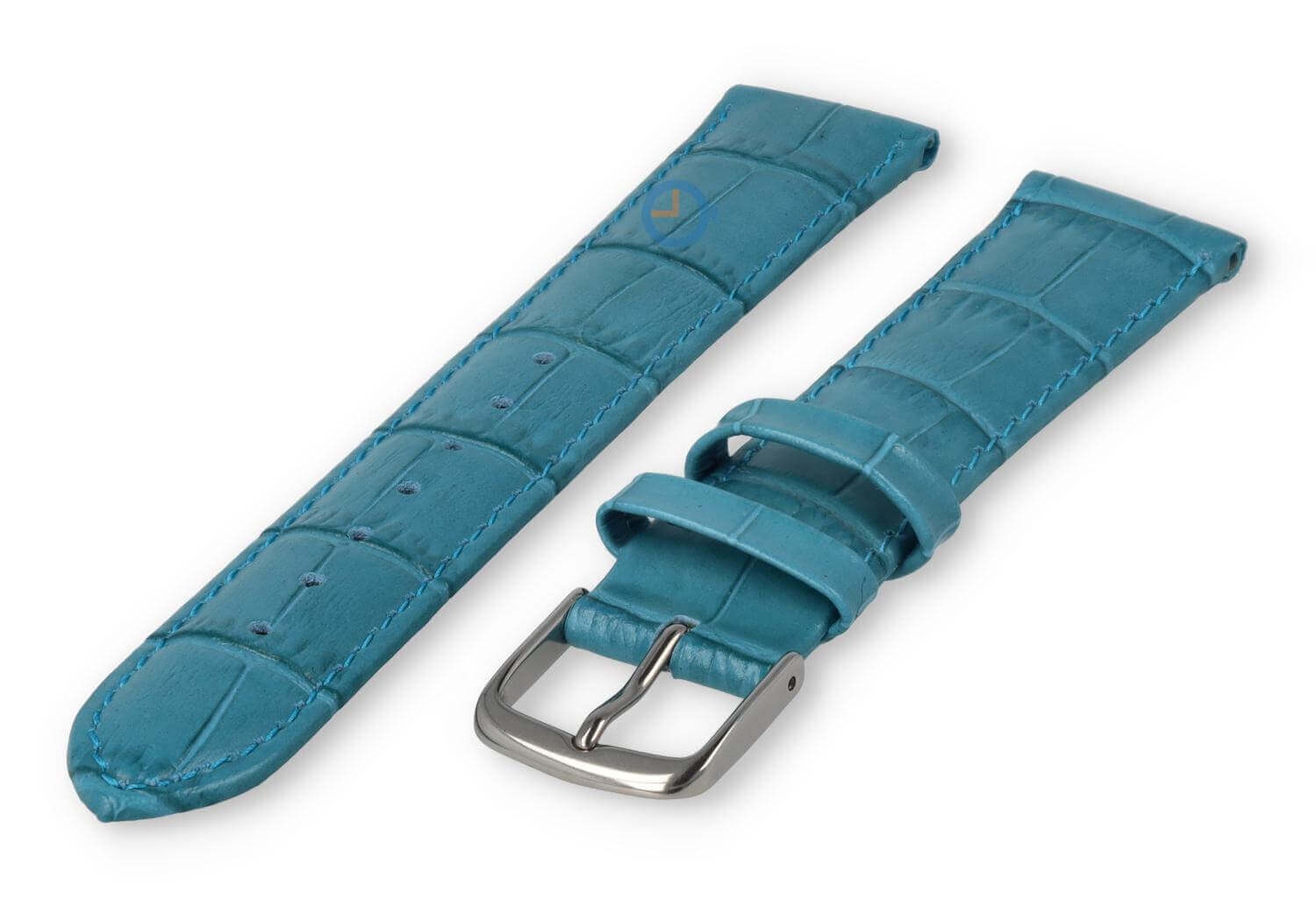 Crocoprint horlogeband leer - 18mm - petrol