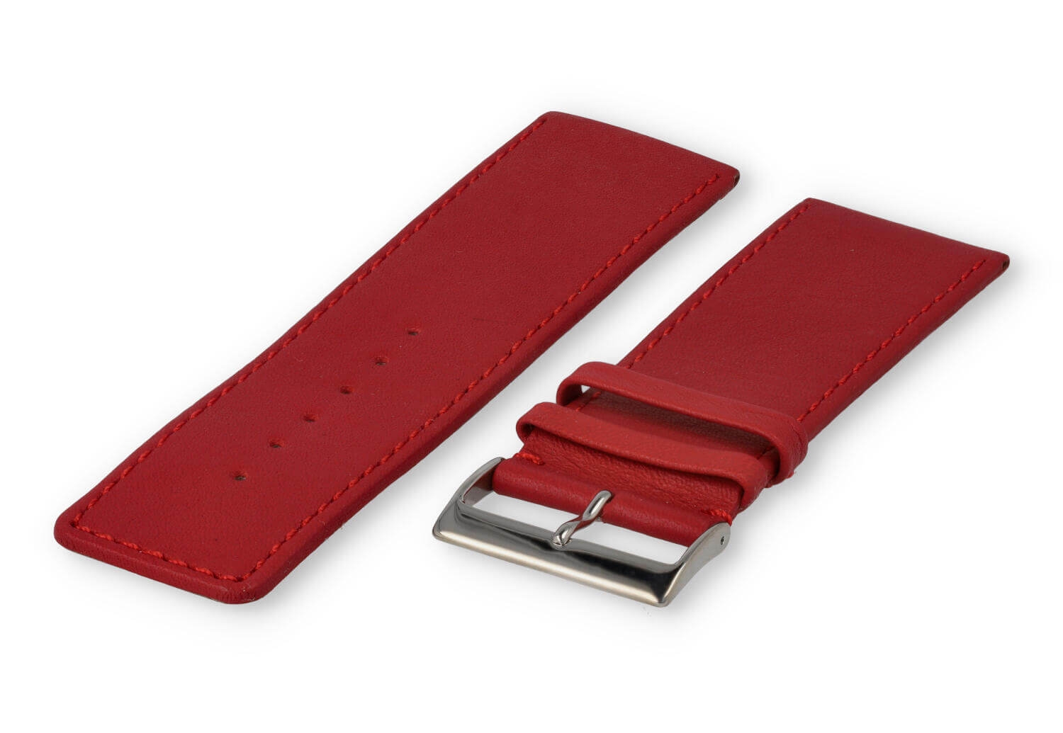 XL horlogeband glad leer - 30mm - donkerrood