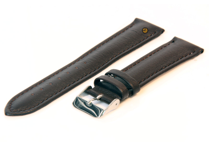 Horlogeband 20mm donkerbruin kalfsleer