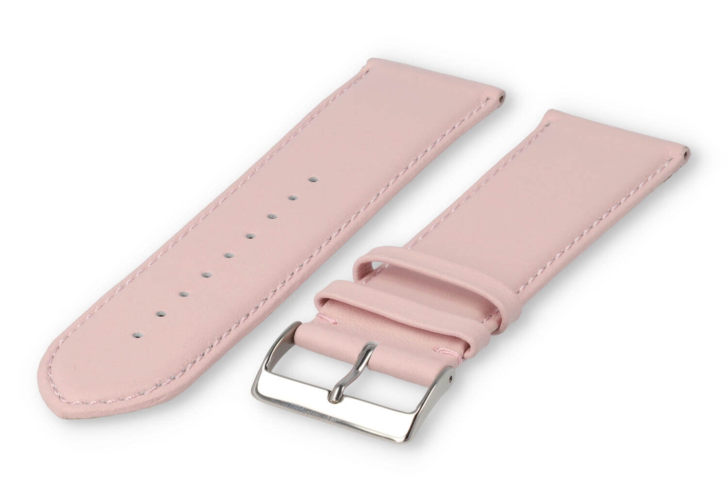 XL horlogeband glad leer - 28mm - pastelroze