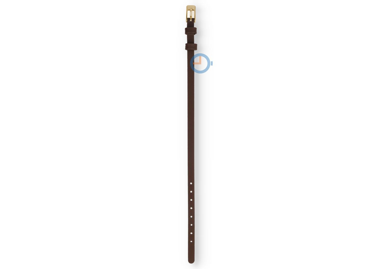 One-piece leren horlogeband - 6mm - donkerbruin met goud
