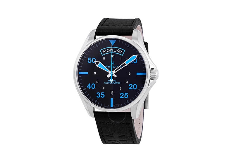 Hamilton horlogeband H64625731 - zwart leer