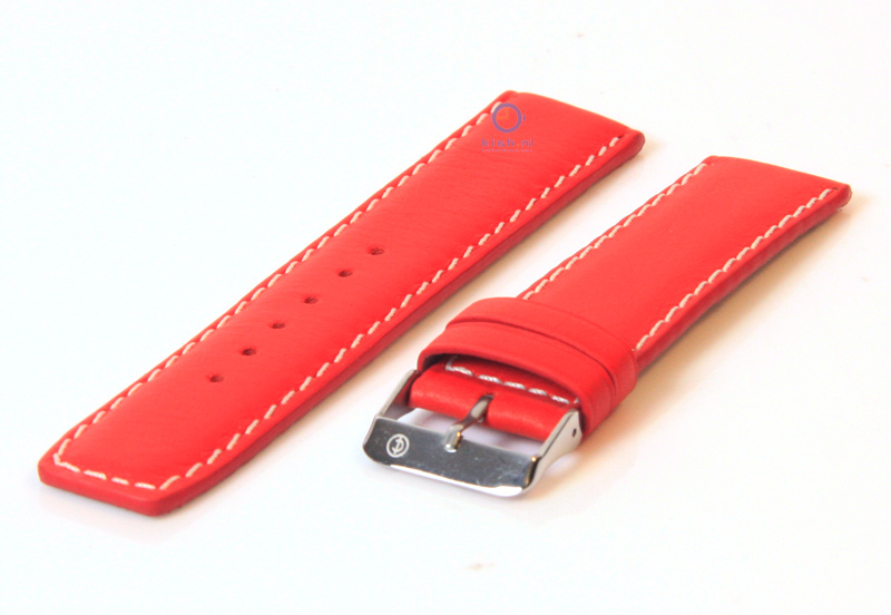 Horlogeband 22mm rood leer