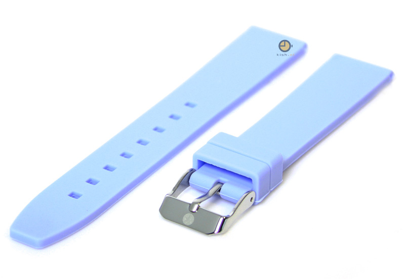 Horlogeband 18mm lichtblauw siliconen glad