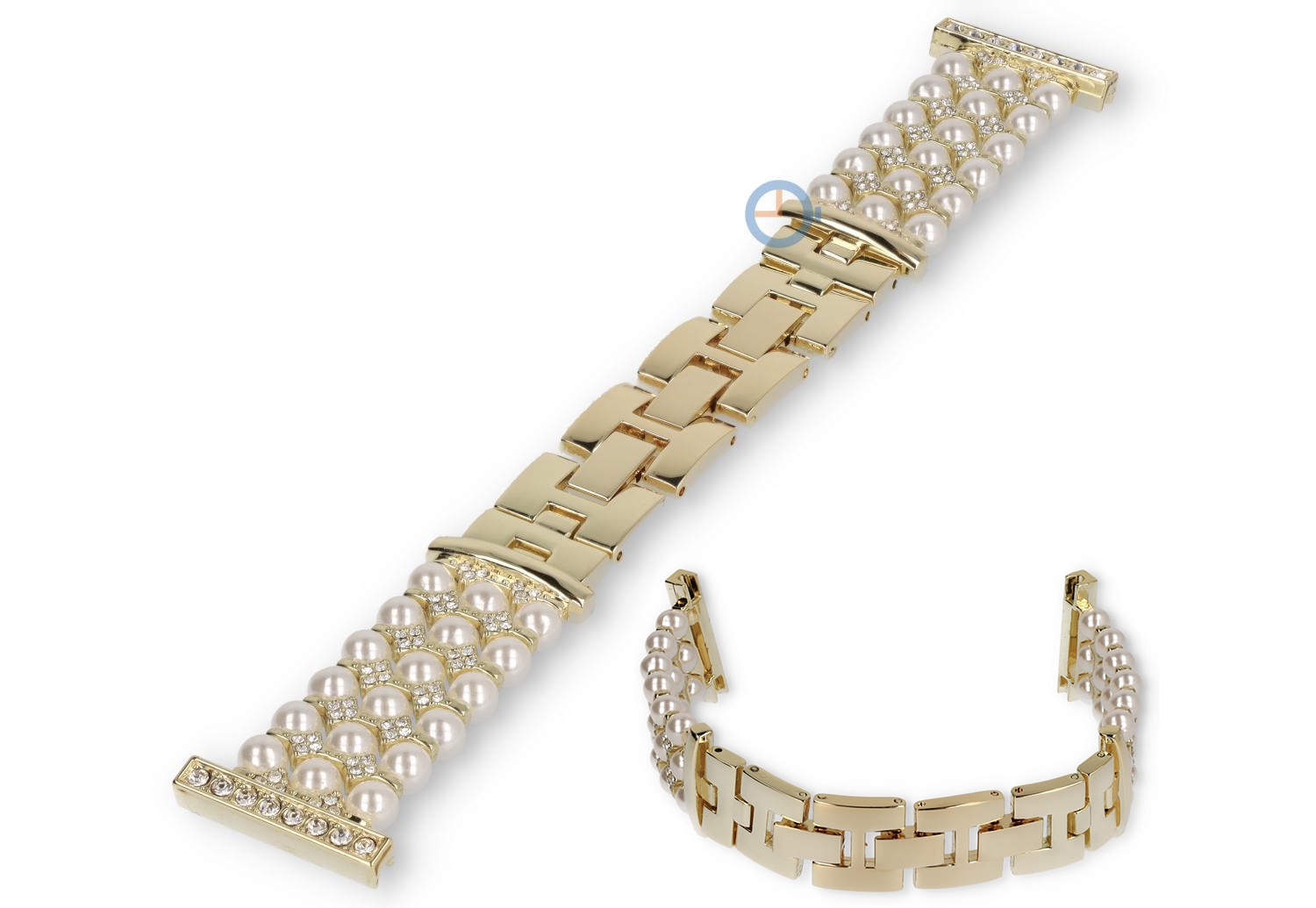 22mm stalen armband voor horloges - gold pearl