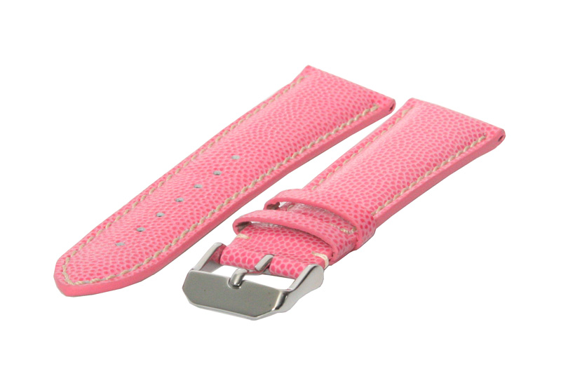 Horlogeband 22mm roze leer