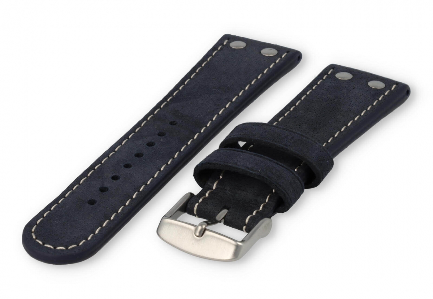 Flieger horlogeband 24mm marineblauw leer