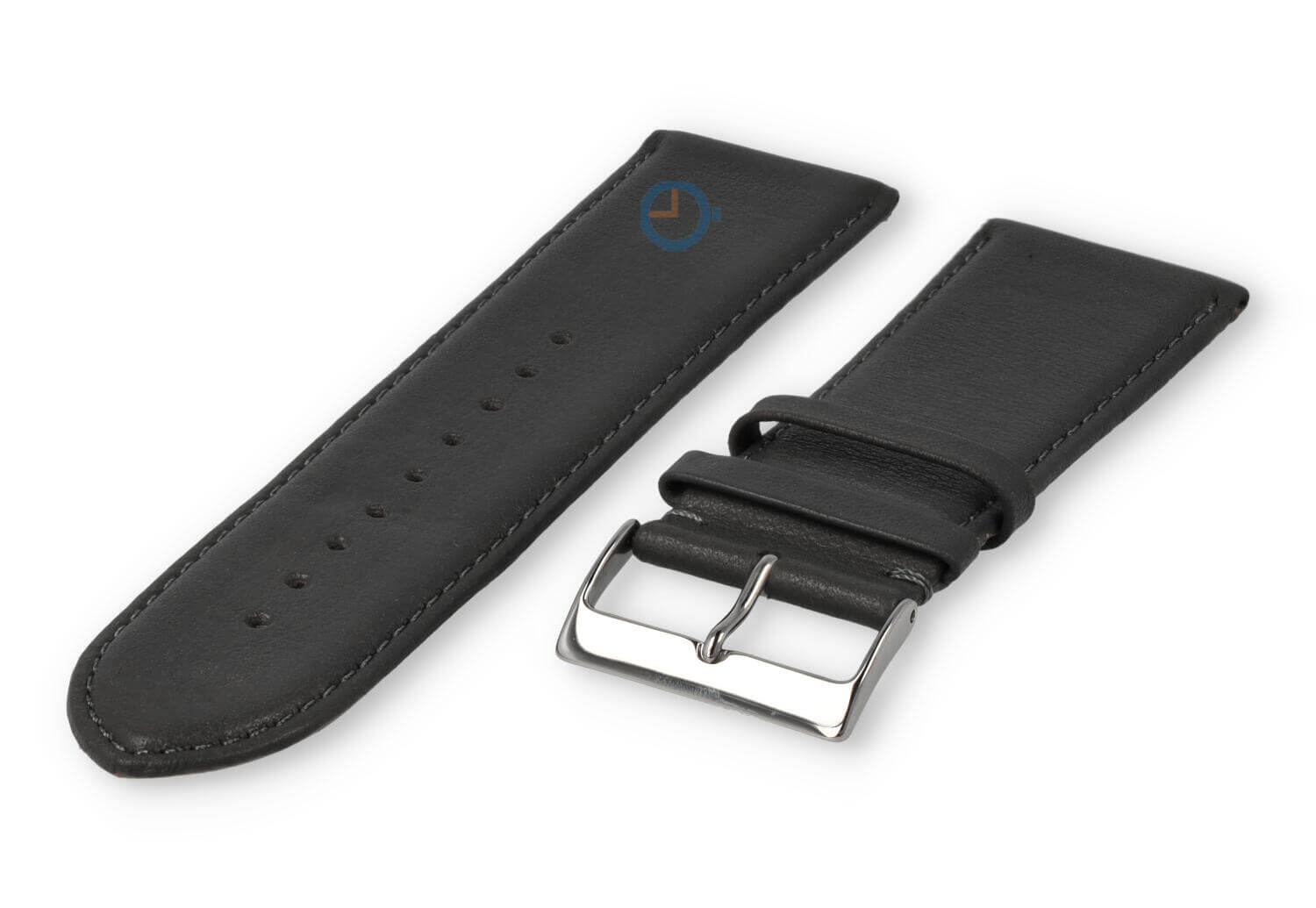 28mm horlogeband glad leer - donkergrijs