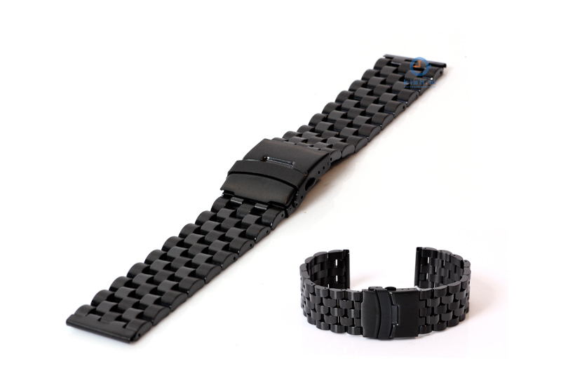 Horlogeband 24mm zwart mat/glans