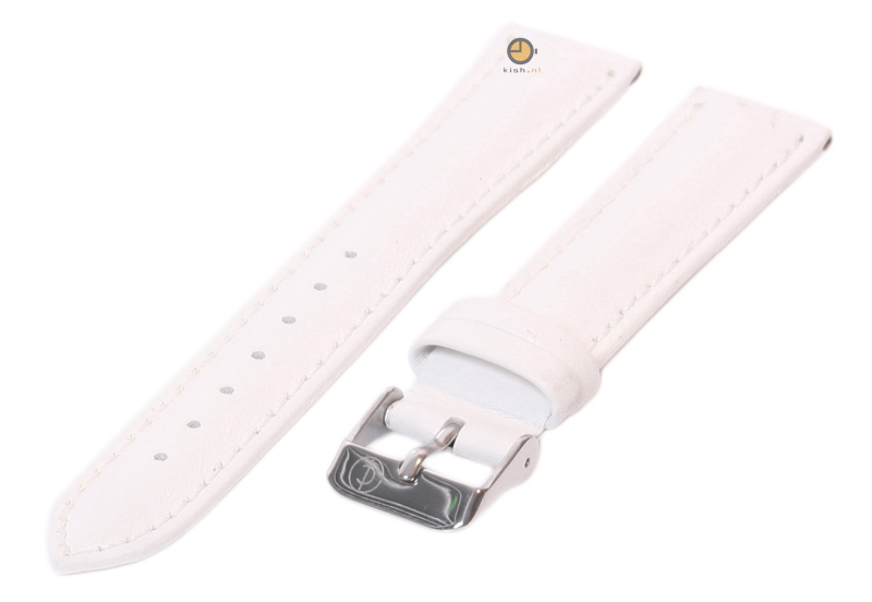 Horlogeband 20mm glad wit leer