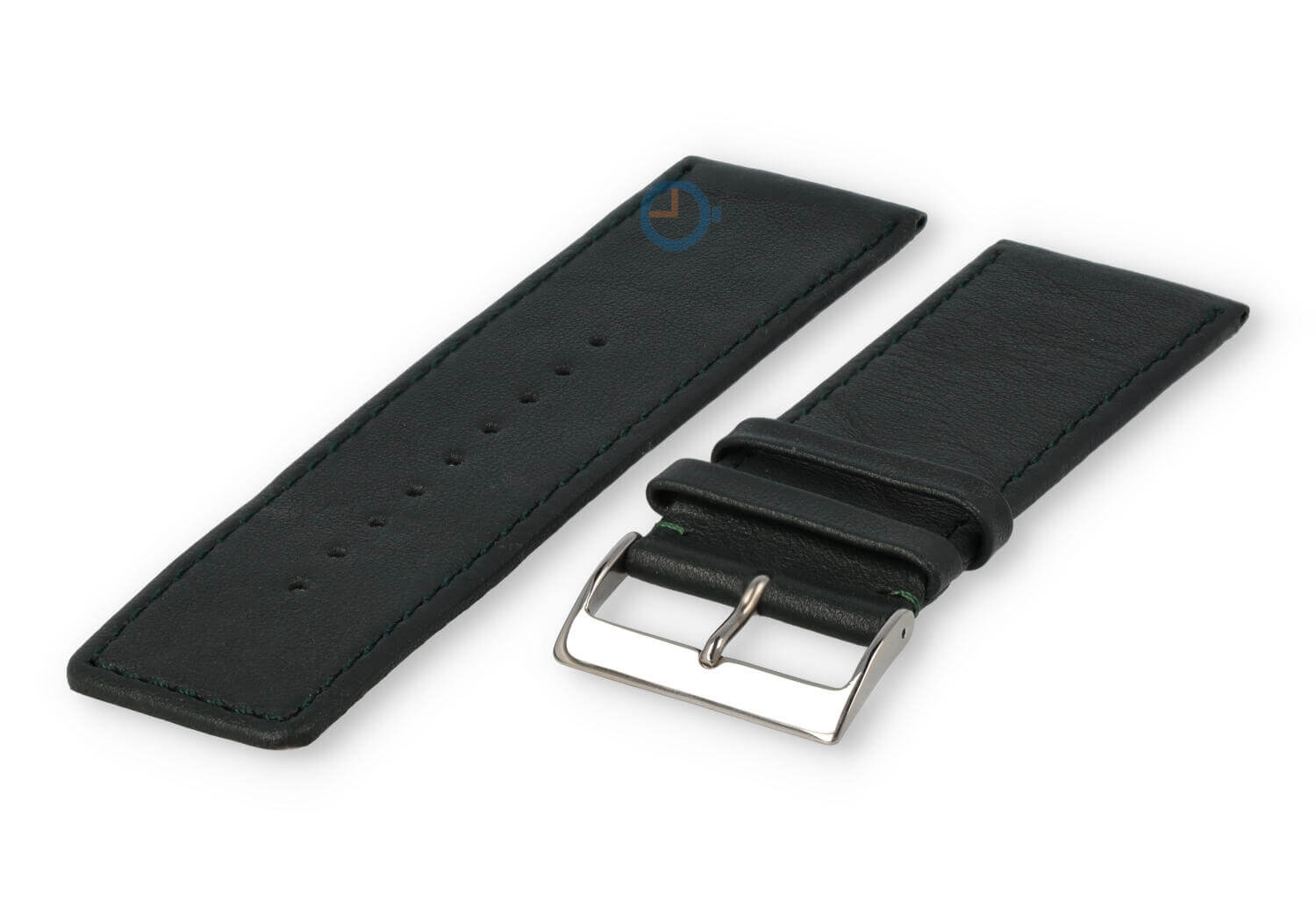 30mm horlogeband glad leer - donkergroen