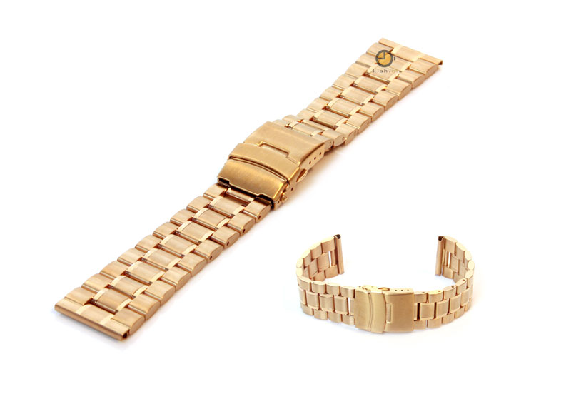 Horlogeband 22mm goud staal mat/glans