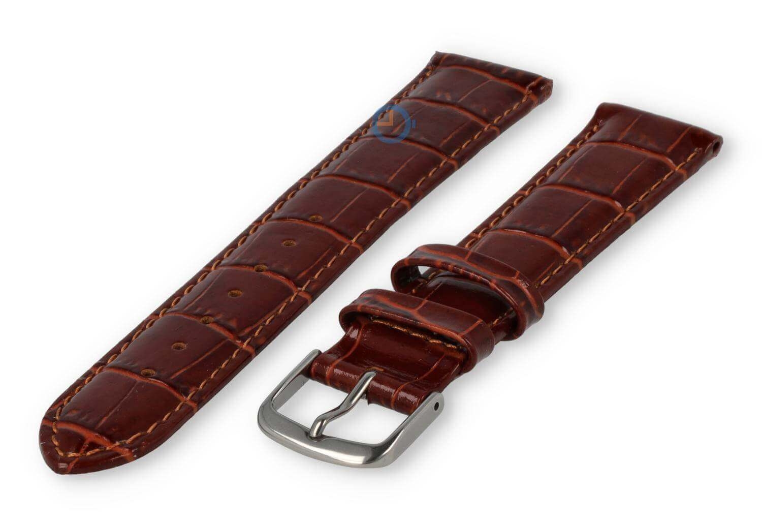 Crocoprint horlogeband leer - 18mm - roestbruin