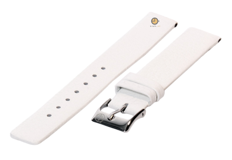 Horlogeband 16mm wit leer naadloos