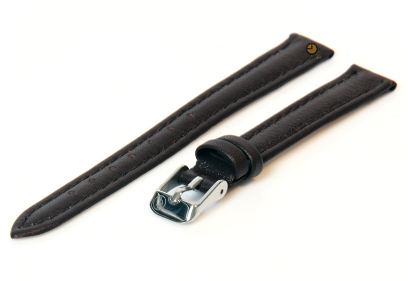 Horlogeband 12mm donkerbruin kalfsleer