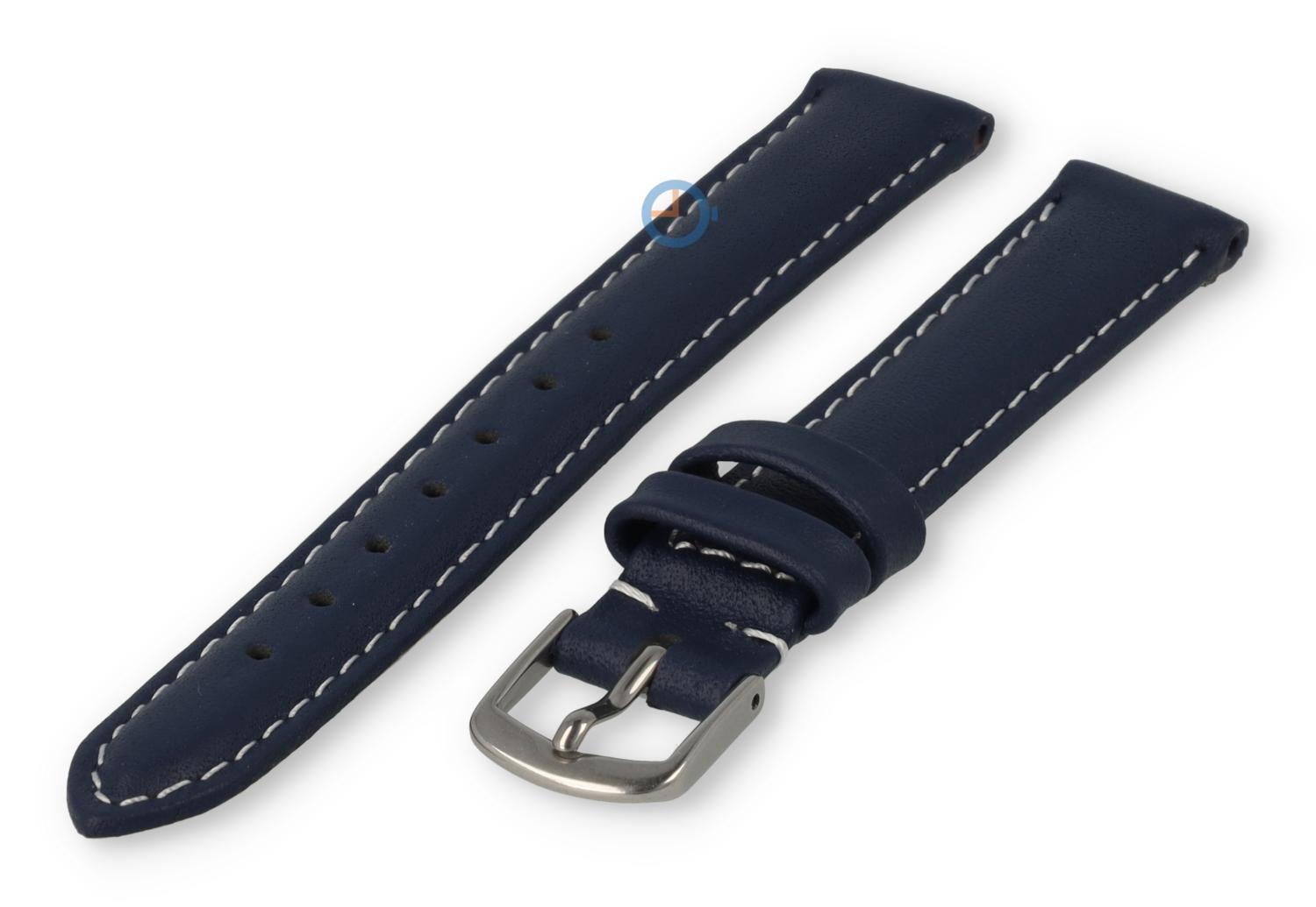 Oneven maat horlogeband leer - 13mm - marineblauw
