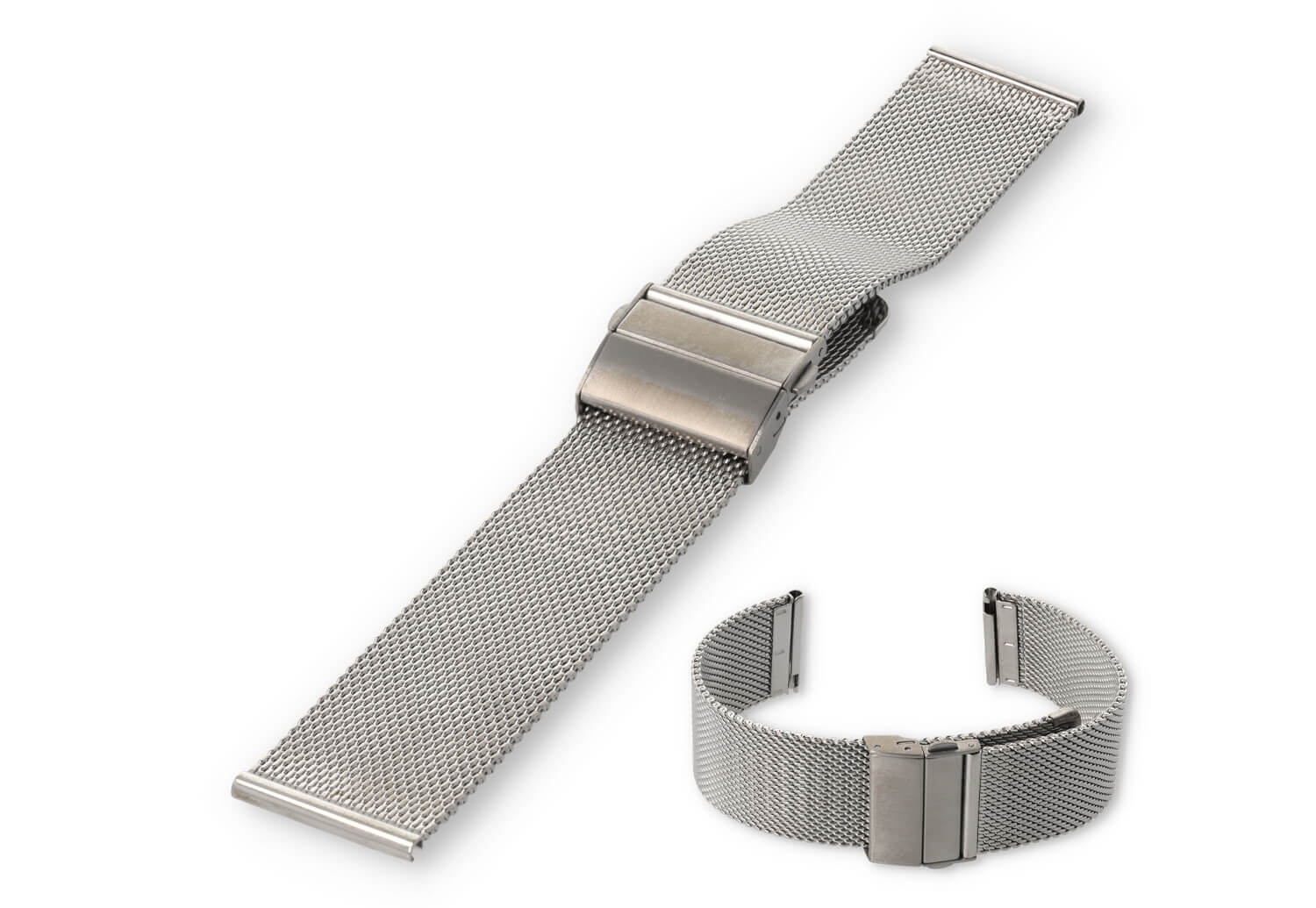 Milanese horlogeband 20mm zilver - verstelbare vouwsluiting