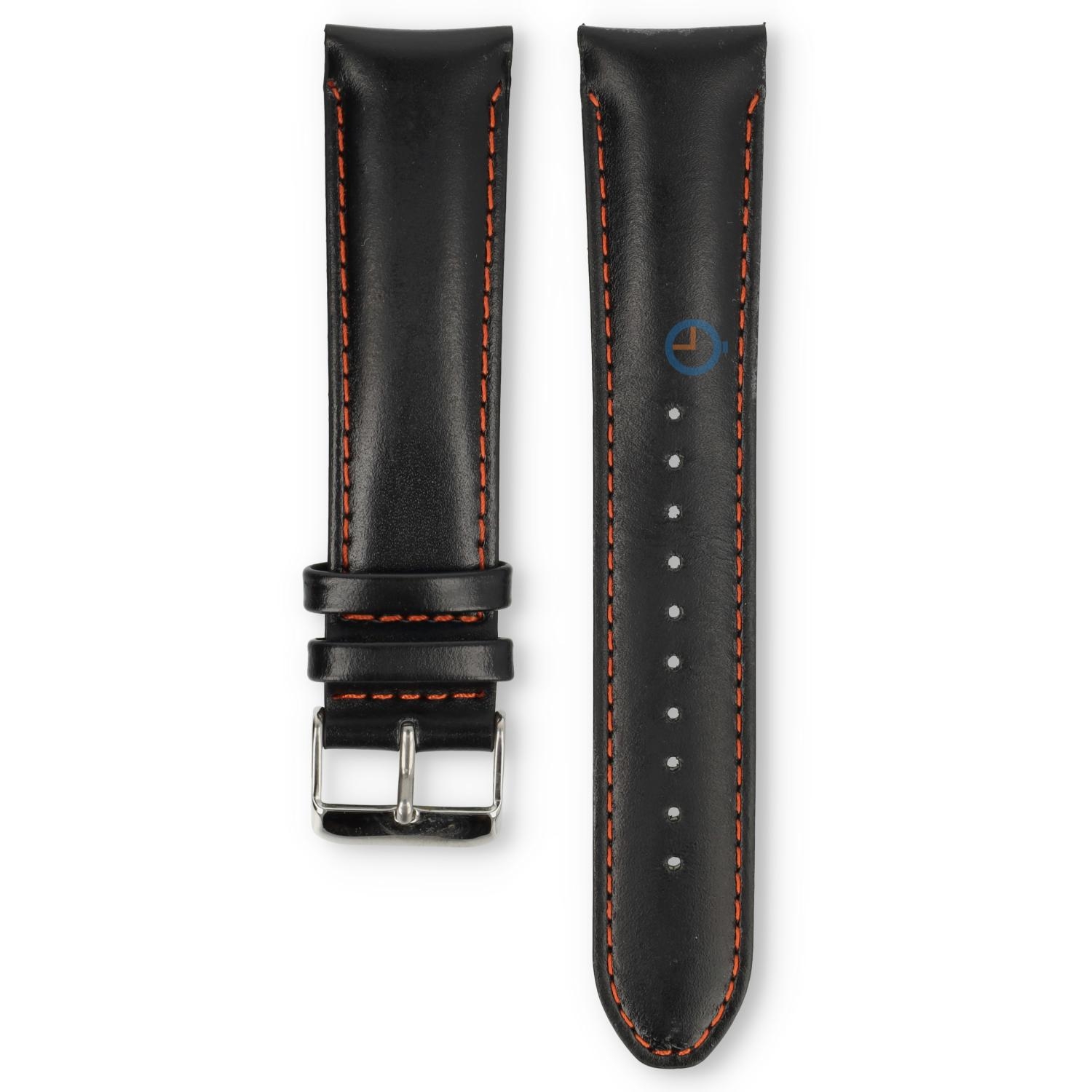 Universele 22mm zwart leren horlogeband - Lorus