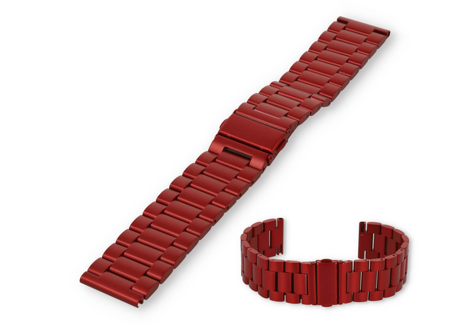 Horlogeband 22mm staal - rood
