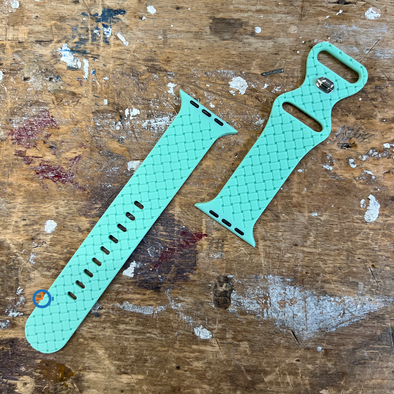 Siliconen vlechtbandje - Apple Watch 45mm - mint