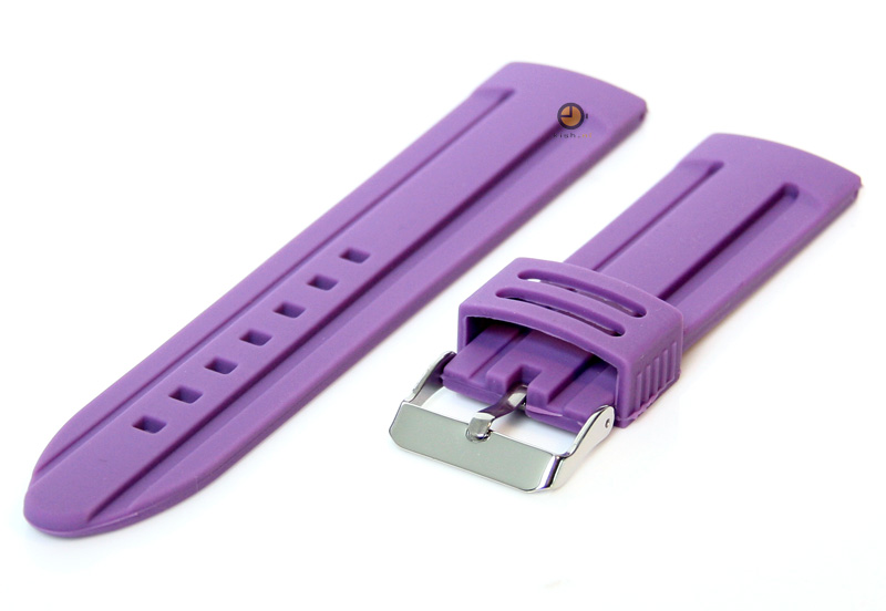 Horlogeband 22mm paars siliconen