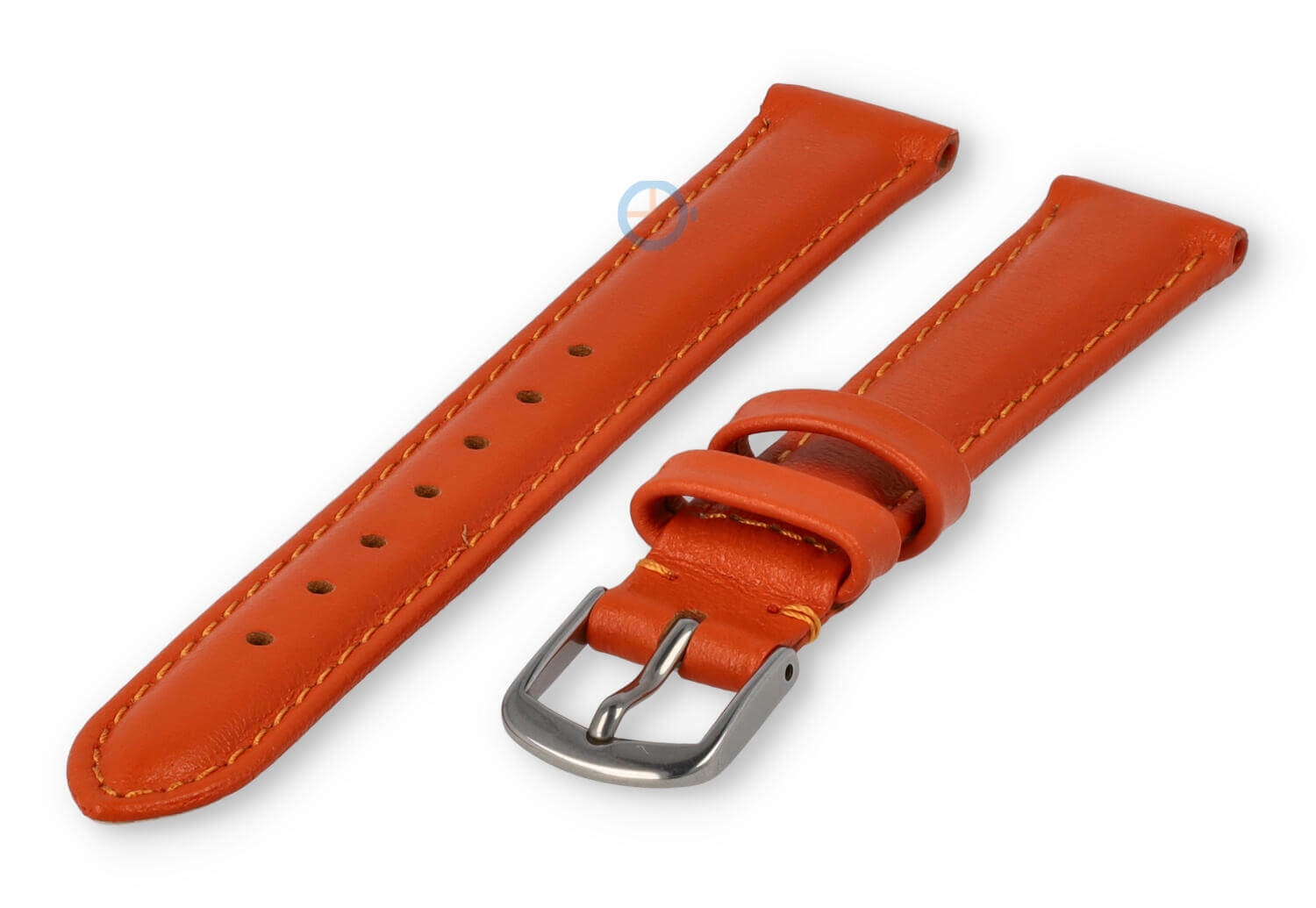 14mm horlogeband glad leer - oranje