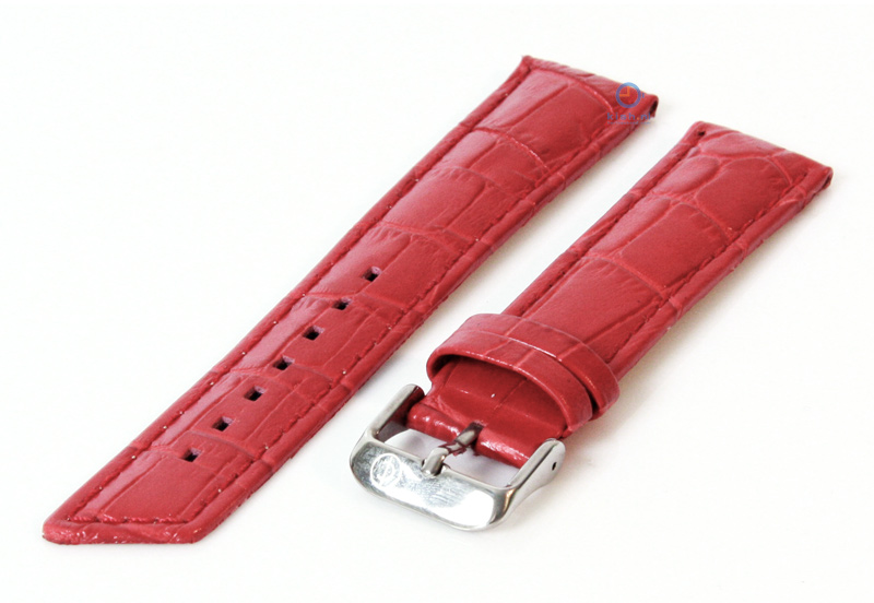 Horlogeband 22mm rood leer croco