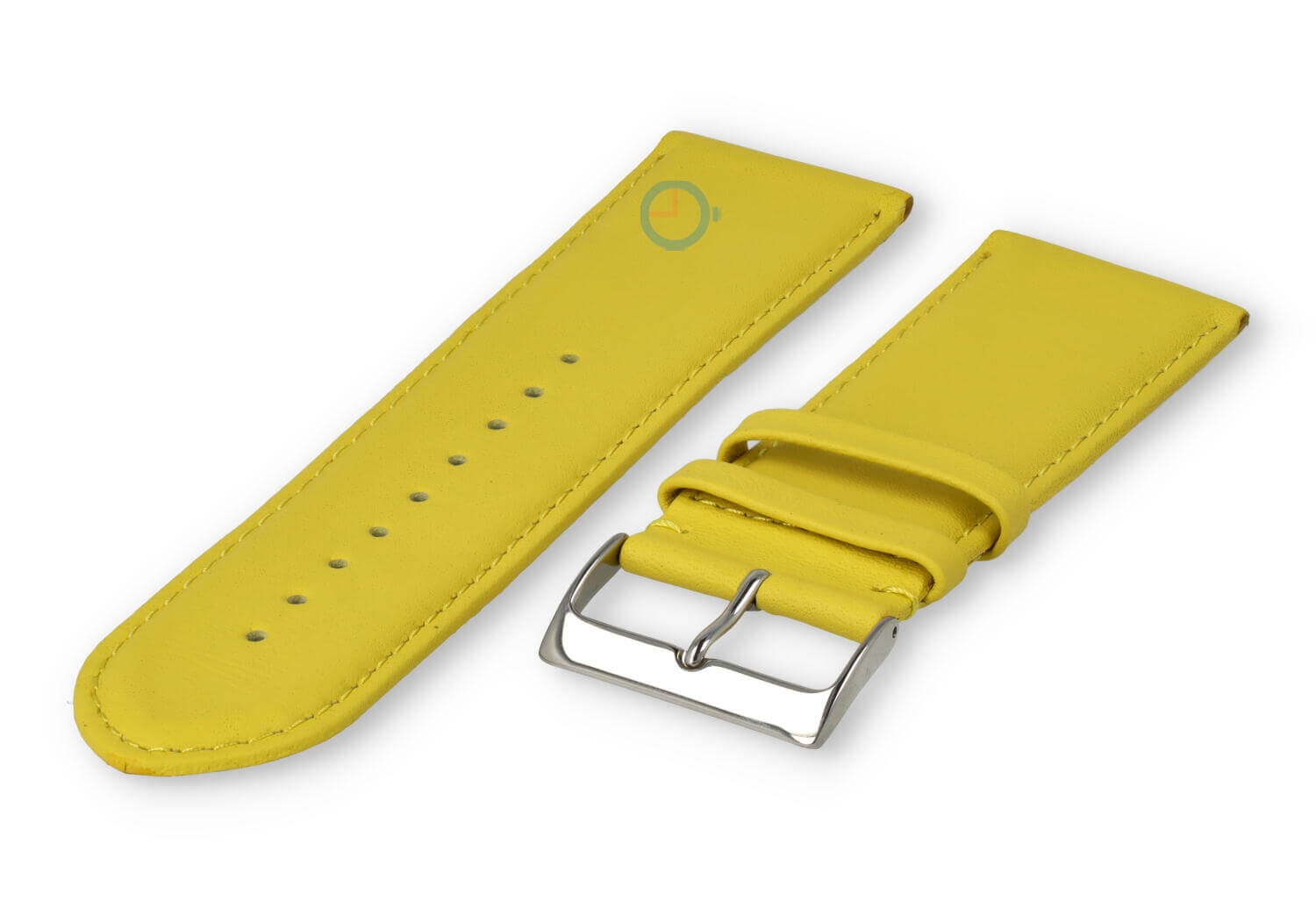 28mm horlogeband glad leer - geel