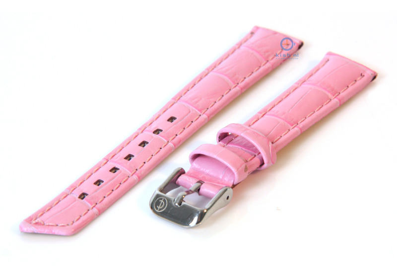 Horlogeband 16mm roze leer croco