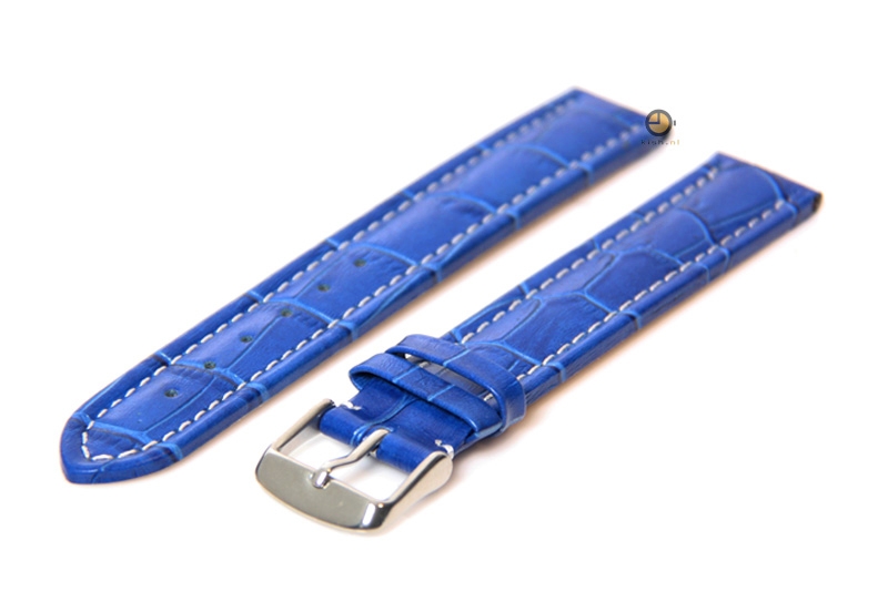 Koningsblauw bandje - 18mm - luxe croco print