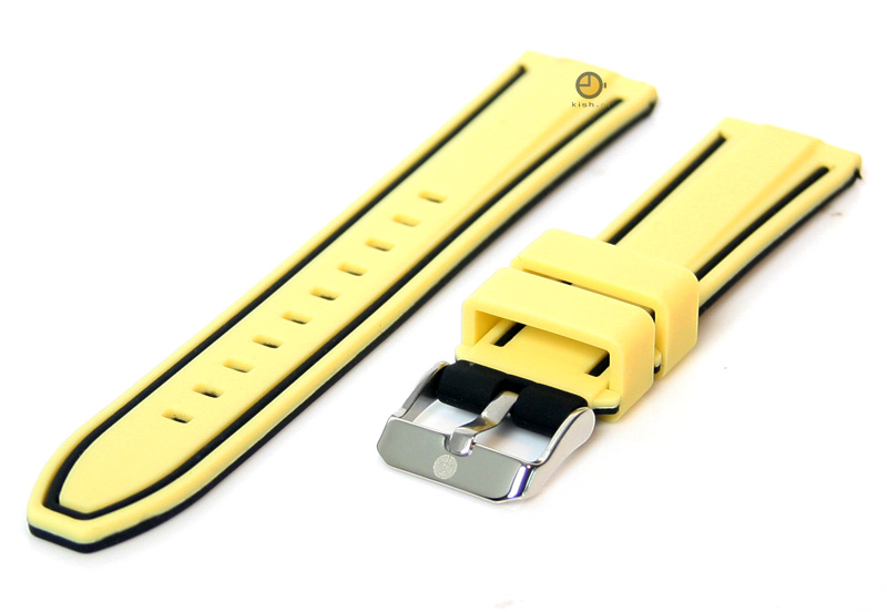 Omkeerbare horlogeband 22mm lichtgeel-zwart siliconen