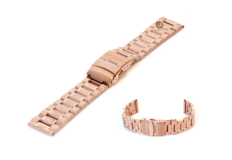 Horlogeband 20mm rosegoud staal mat/glans