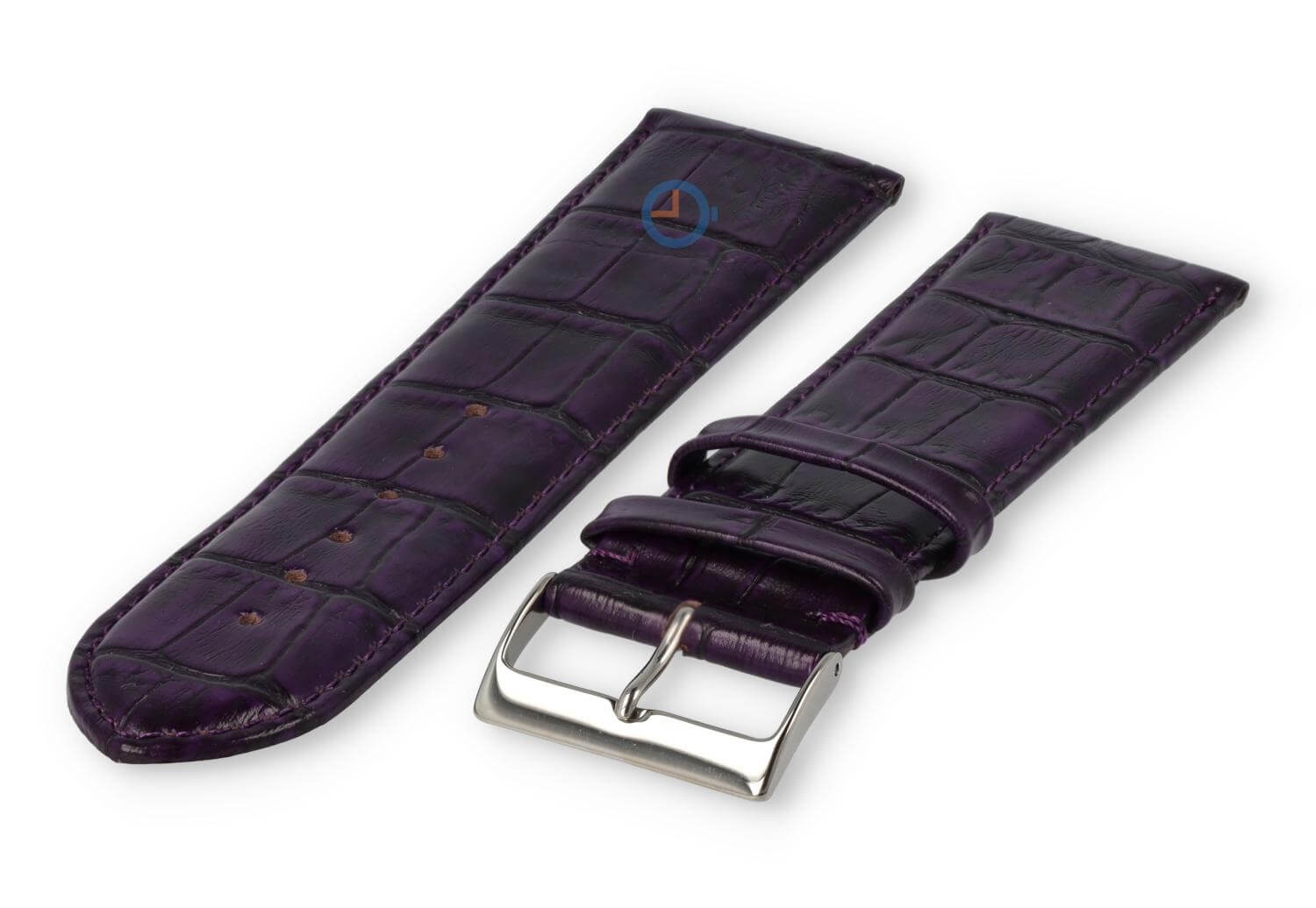 Kalfsleder XL band met croco-reliëf - 28mm - aubergine