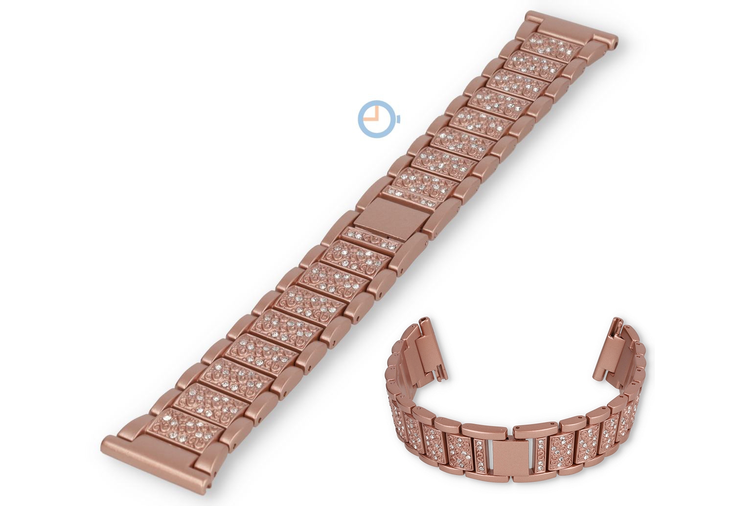 Stalen band met diamantjes - 22mm - brons