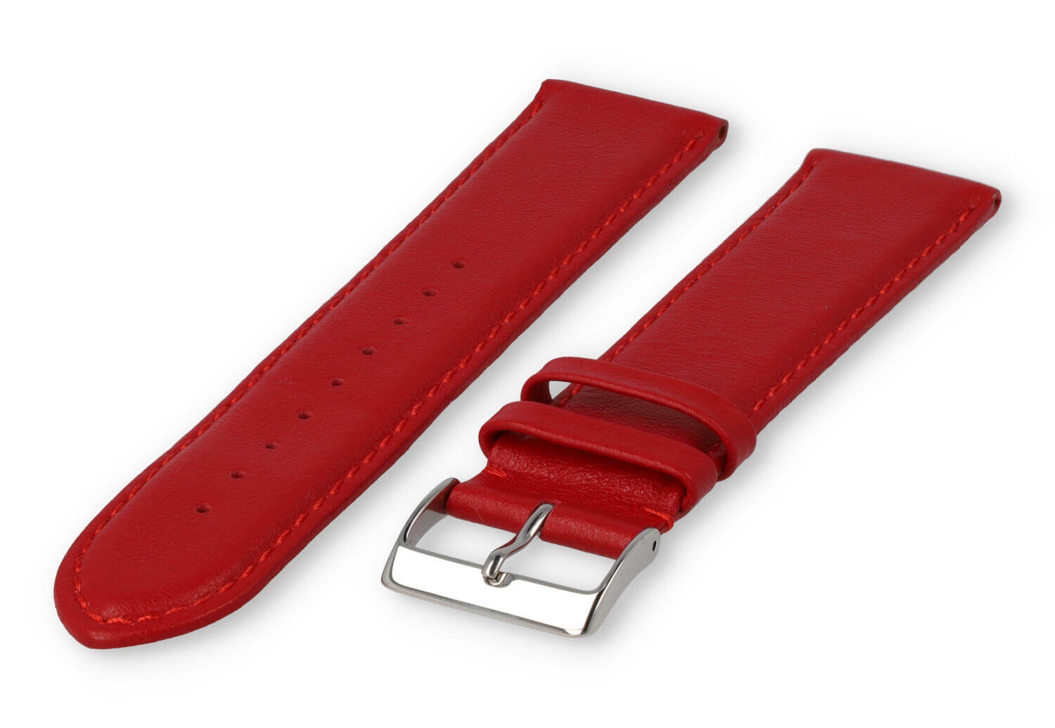 XL horlogeband glad leer - 24mm - donkerrood