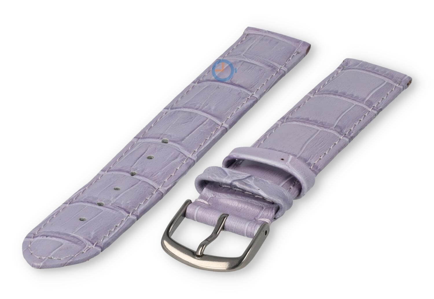 XL horlogeband leer met krokoprint - 16mm - lavendel