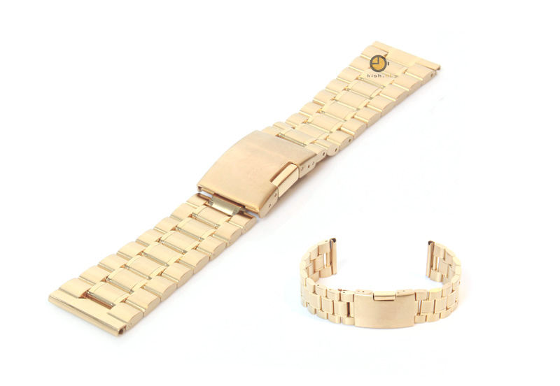 Horlogeband 23mm goud staal mat/glans