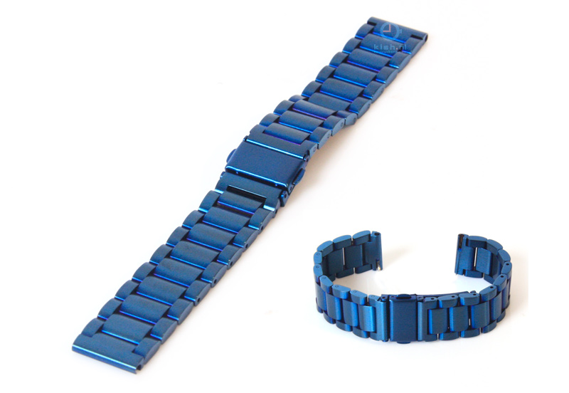 Horlogeband 18mm mat staal blauw