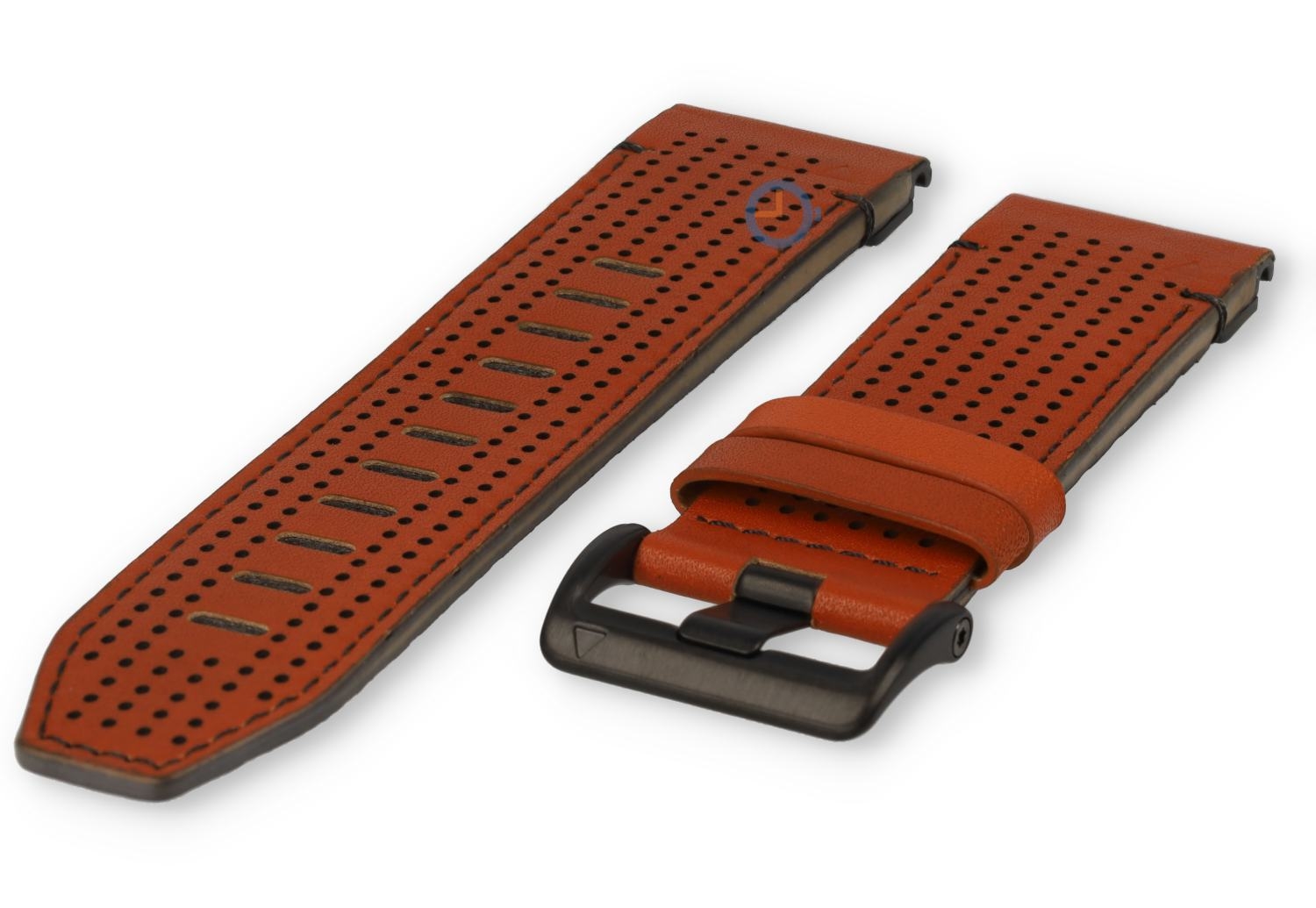 Luxe leren horlogeband Garmin Fenix 7X - 26mm (bruin/zwart)