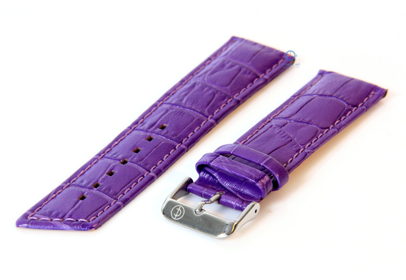 Horlogeband 24mm paars leer croco