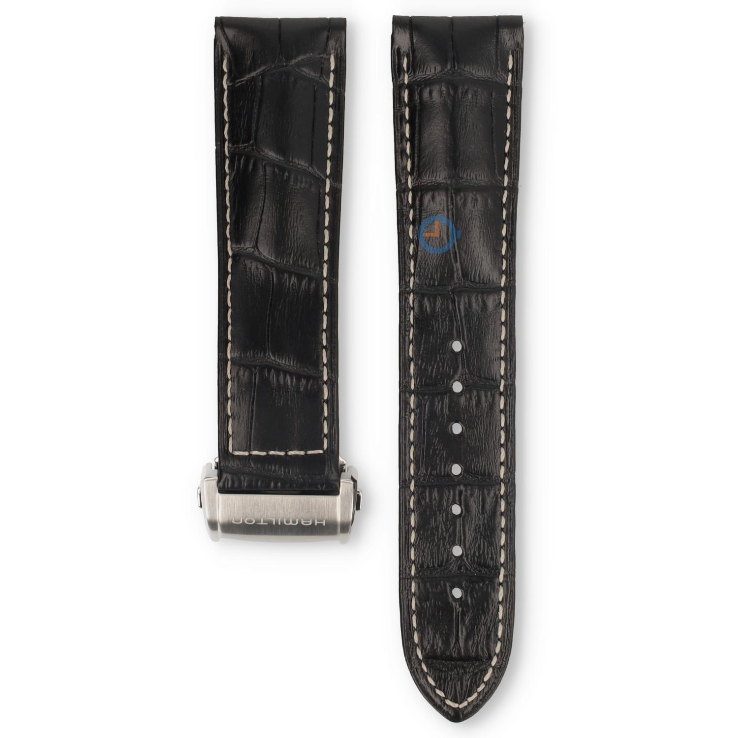 Hamilton horlogeband H32695731 - zwart leer
