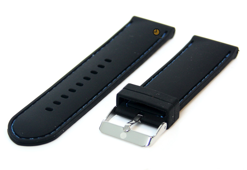 Horlogeband 22mm siliconen zwart-blauw