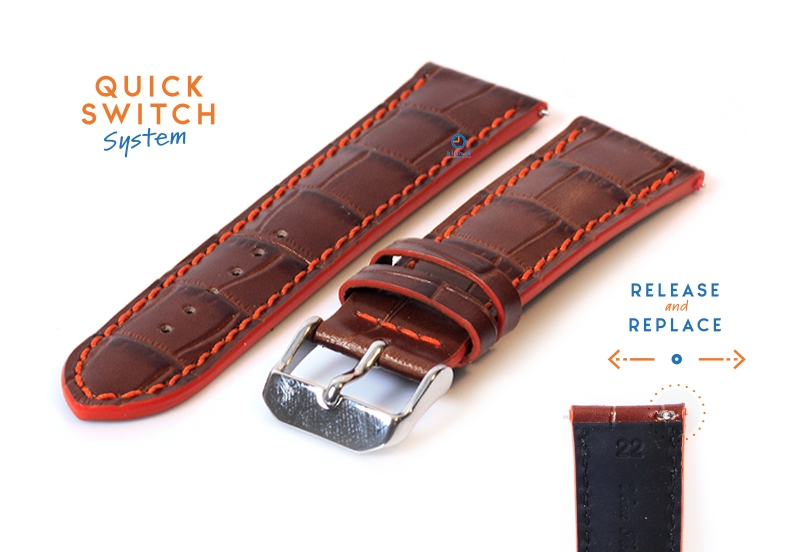 Horlogeband 22mm bruin leer
