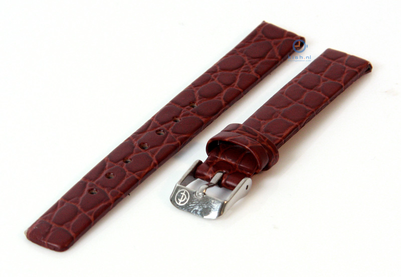 Horlogeband 10mm donkerbruin leer croco