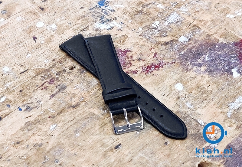 Clip horlogeband - leer zwart