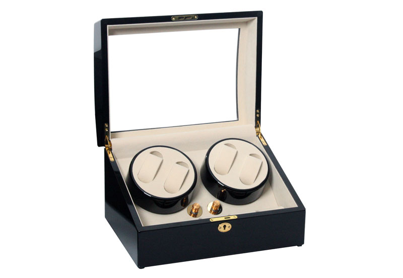 Watchwinder 4+5 horloges hoogglans zwart
