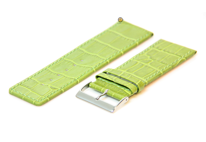 Horlogeband 30mm groen croco leer