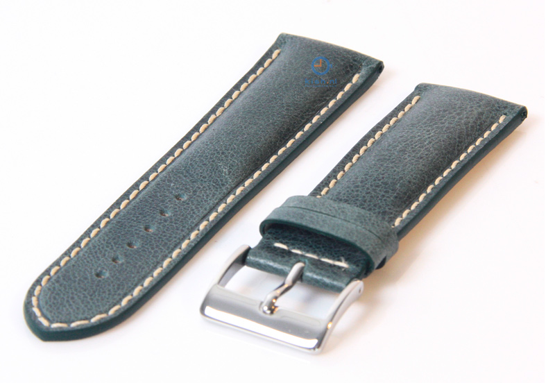 Horlogeband 24mm donkergroen leer