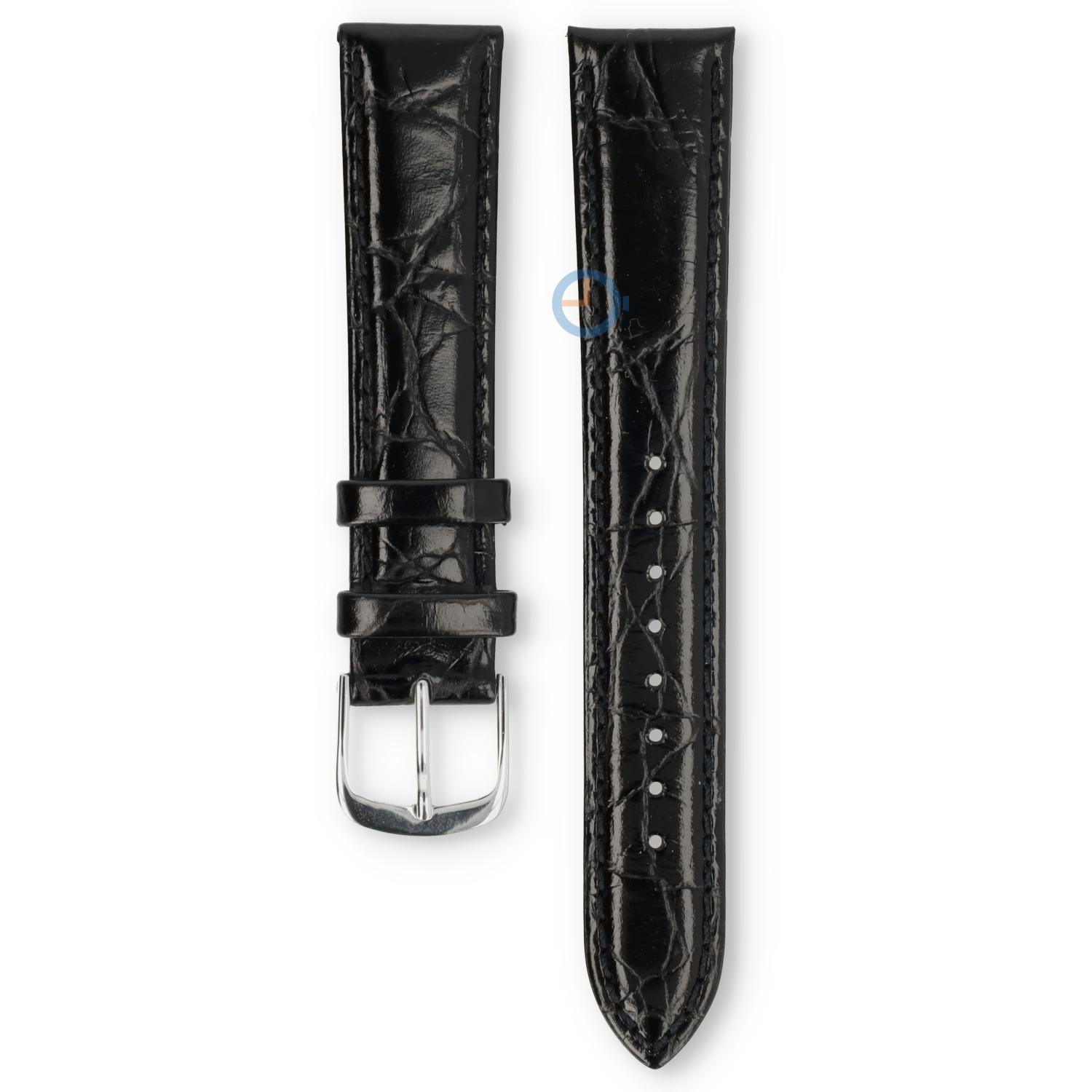 Universele 18mm zwart leren horlogeband - Pulsar