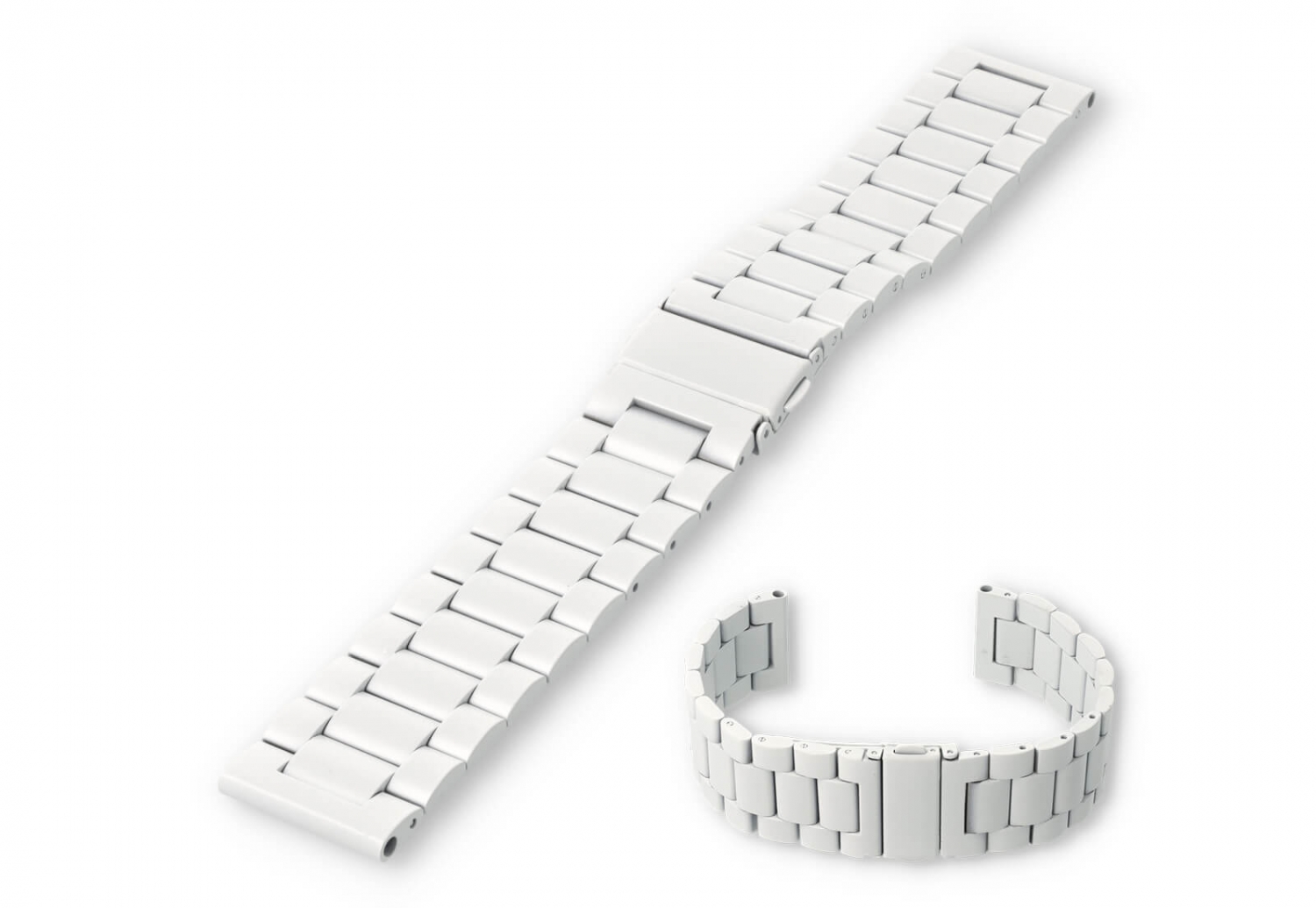 Horlogeband 22mm mat staal - wit